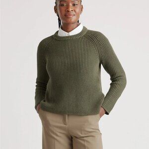 NWOT Quince Cotton Fishermans Sweater - XXS - Dark Olive Green
